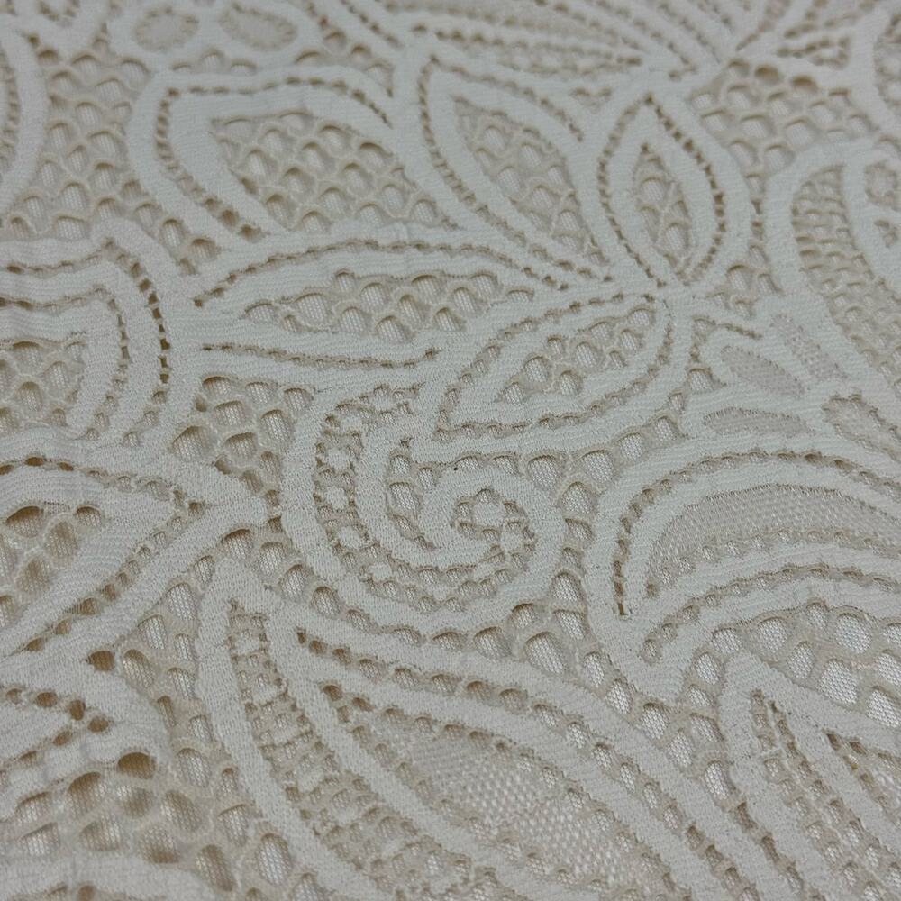 Chico's Lace Knit Cream Top Mock Neck Lined Elbow Tee Grandma Cottage NEW XL - Picture 8 of 12